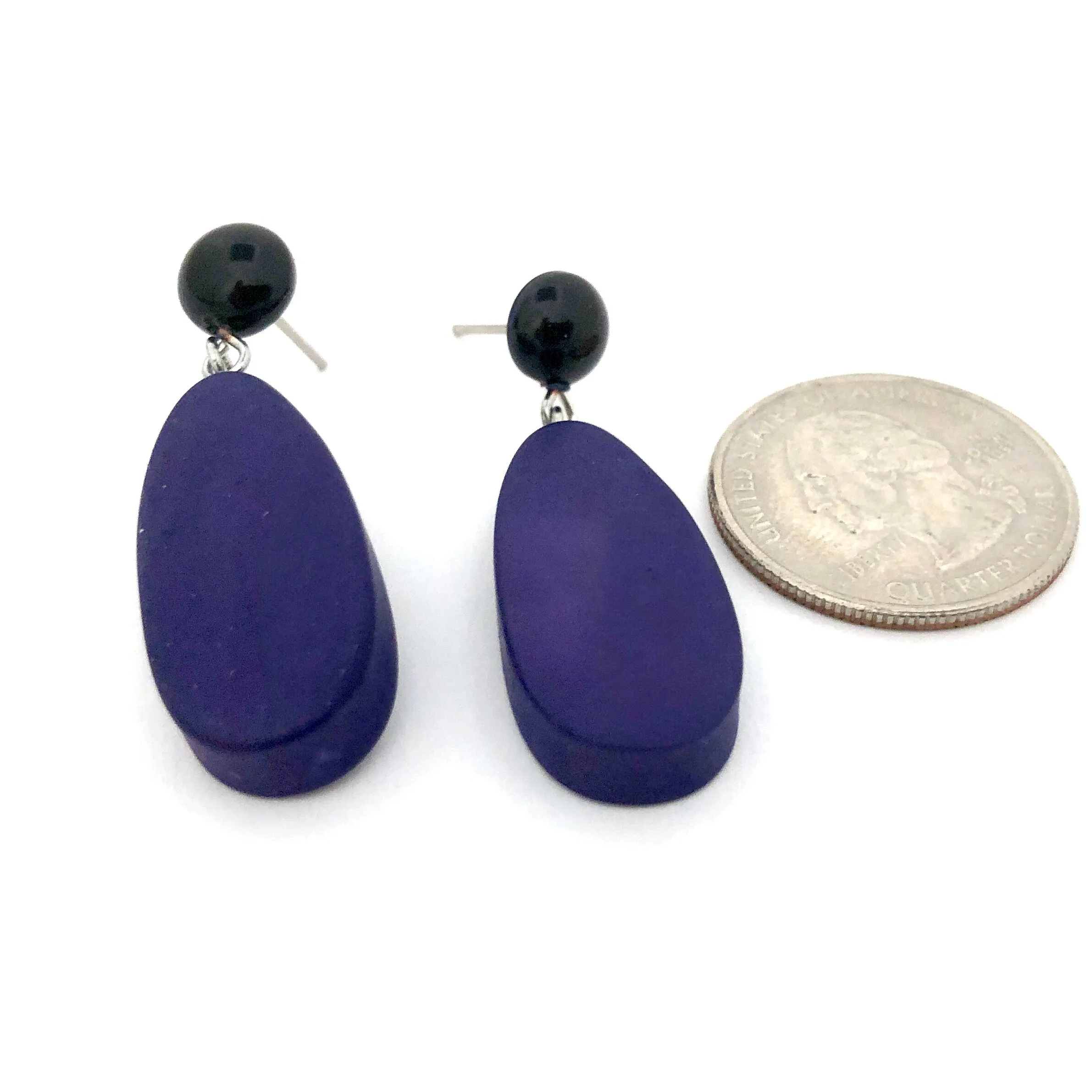 Midnight Blue Matte Alex Drop Earrings *