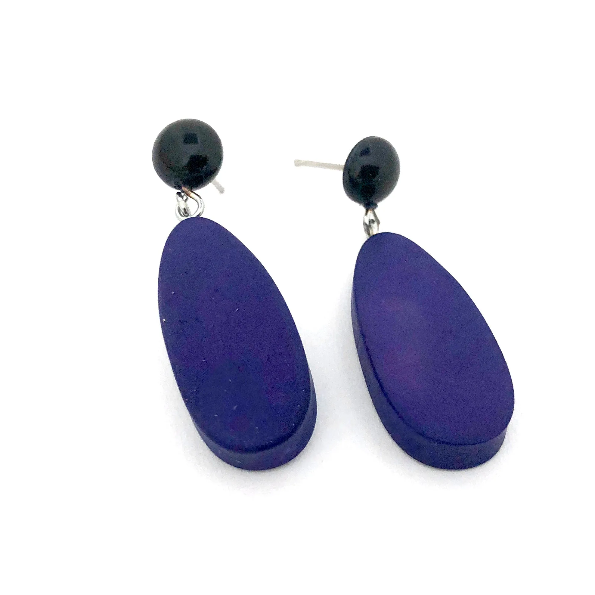 Midnight Blue Matte Alex Drop Earrings *