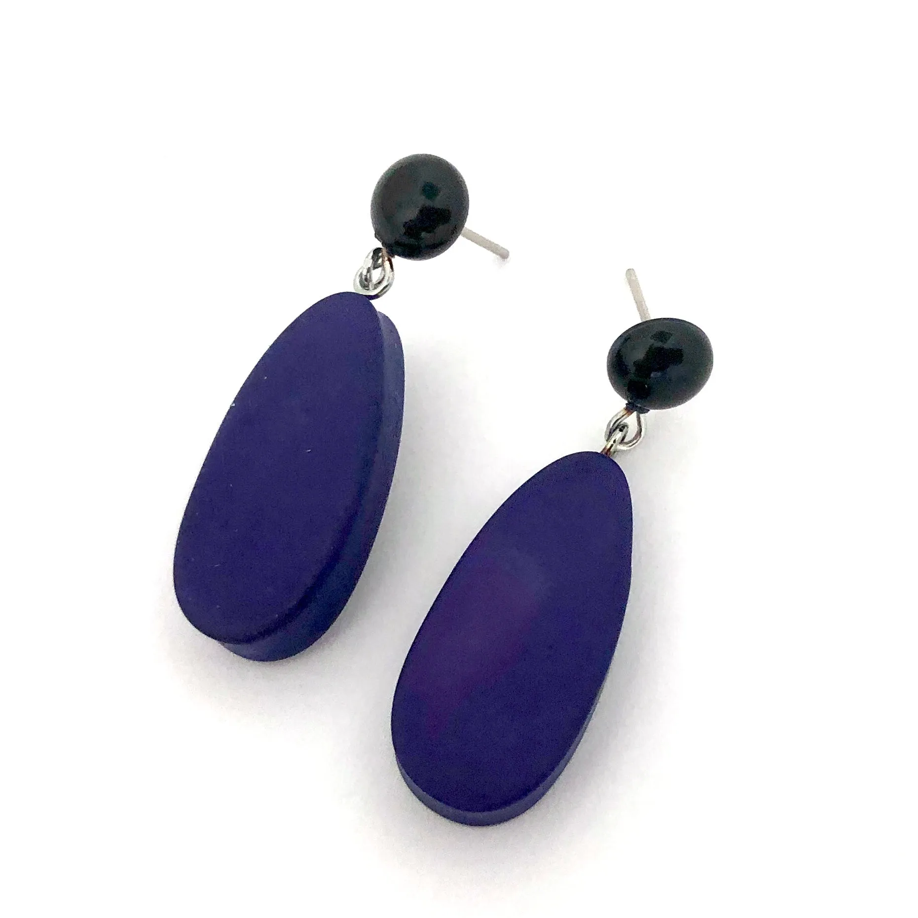 Midnight Blue Matte Alex Drop Earrings *