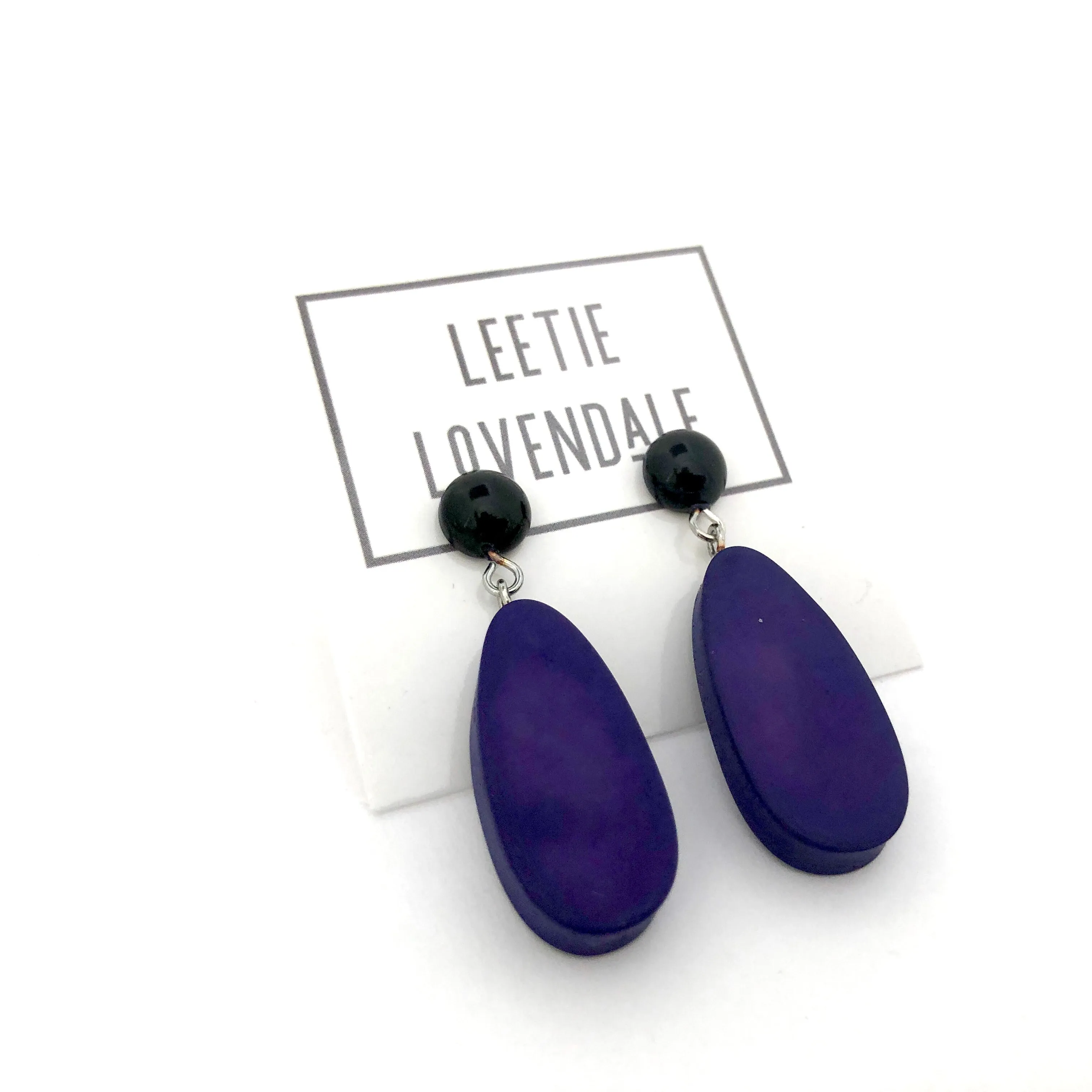 Midnight Blue Matte Alex Drop Earrings *