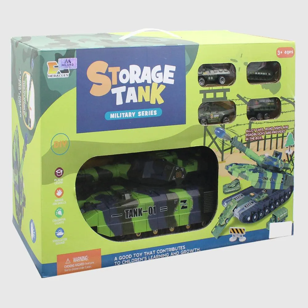 Military Tank Set with 4 carts - Storage Tank