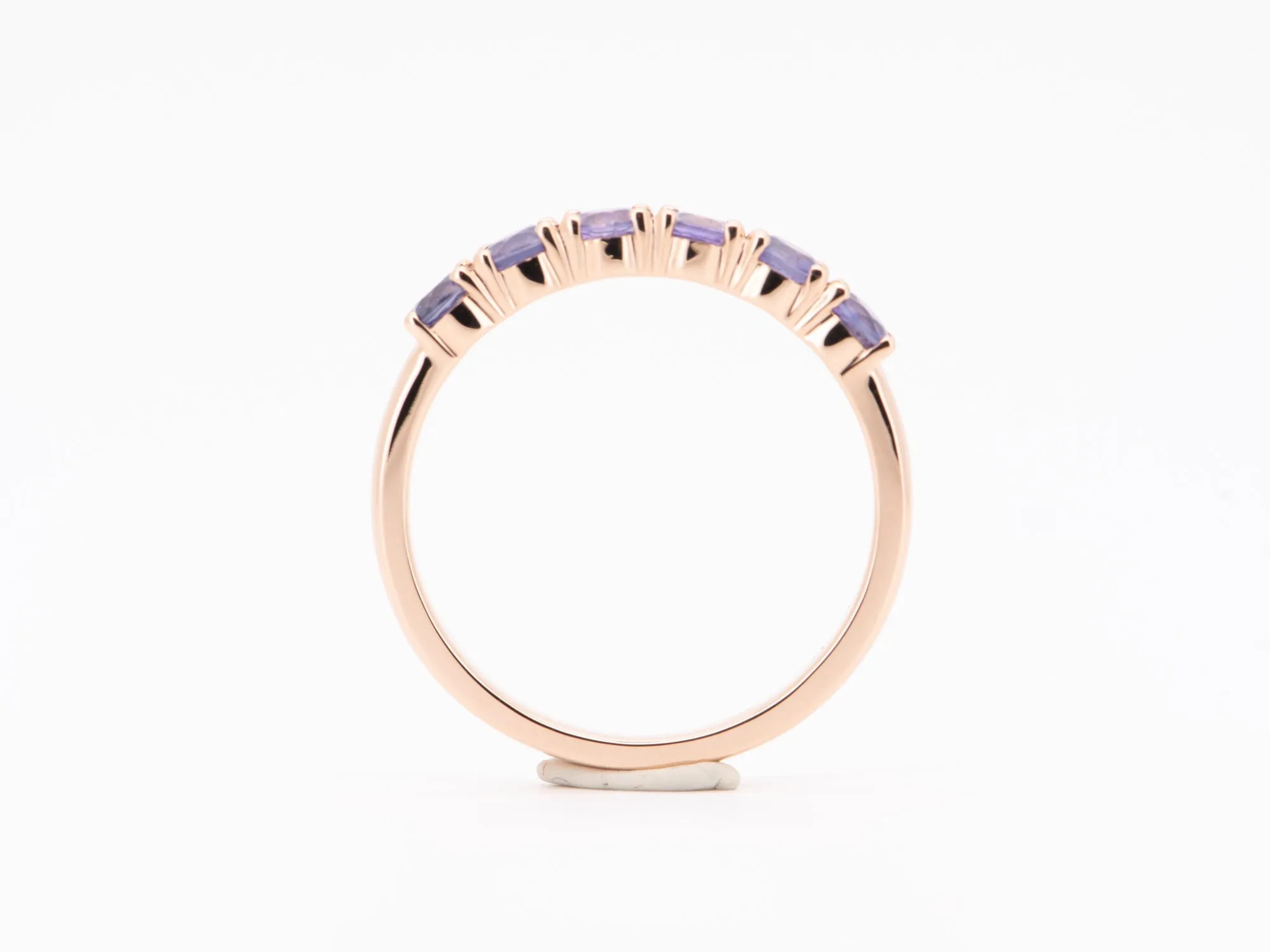 Mixed Blue Purple Pink Sapphire Ombre Color Wedding Band 14K Rose Gold R5092