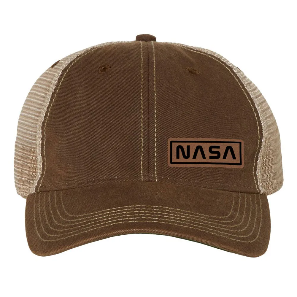 NASA Letter Leatherette Patch 6 Panel Unstructured Low Profile Mesh Back Old Favorite Trucker Caps - For Men and Women