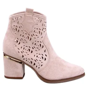 Openwork ankle boots with heels Donovan Beige