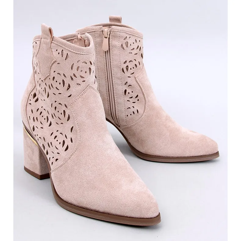 Openwork ankle boots with heels Donovan Beige