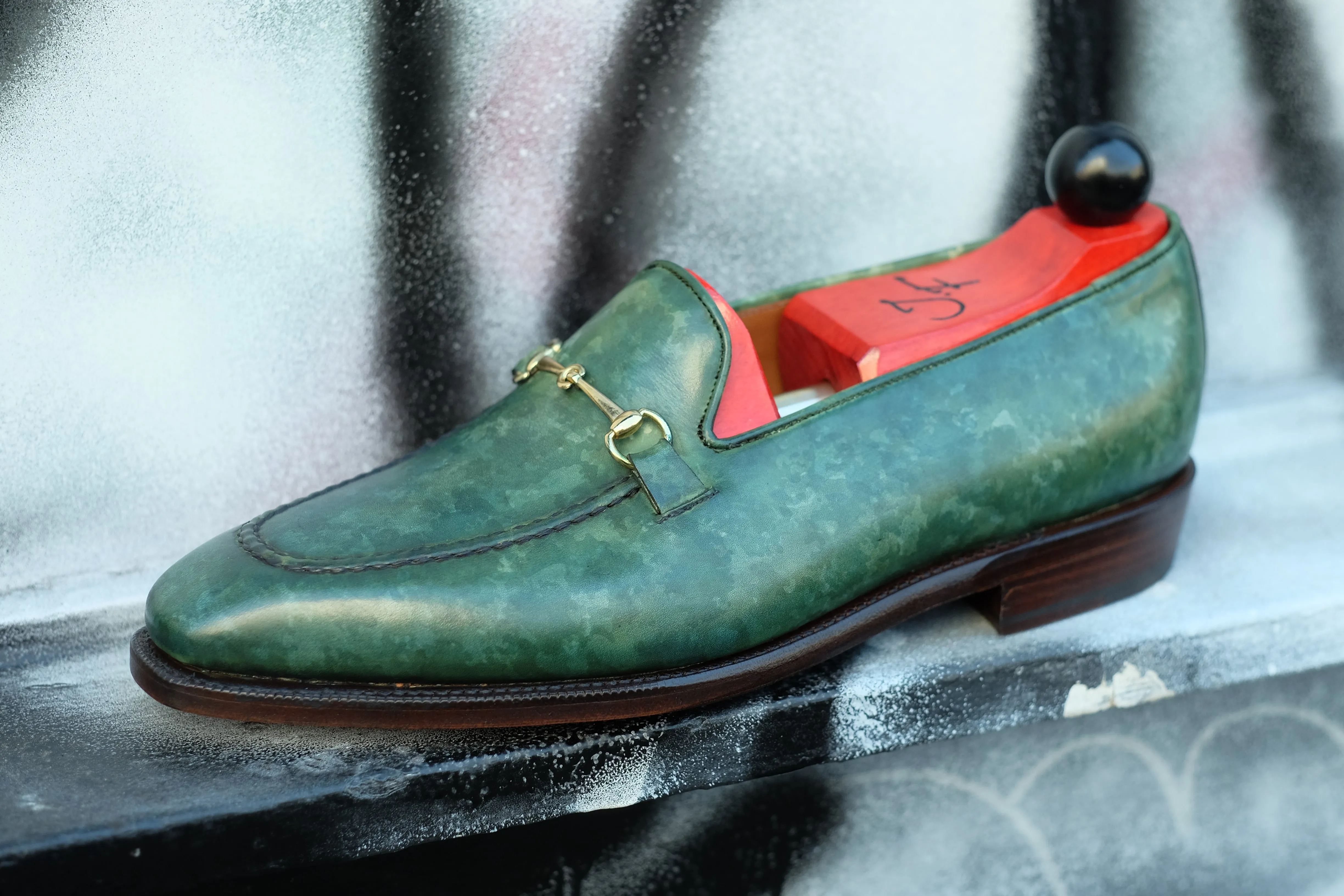 Pike - MTO - Forest Green Marble Patina - LPB Last - Single Leather Sole