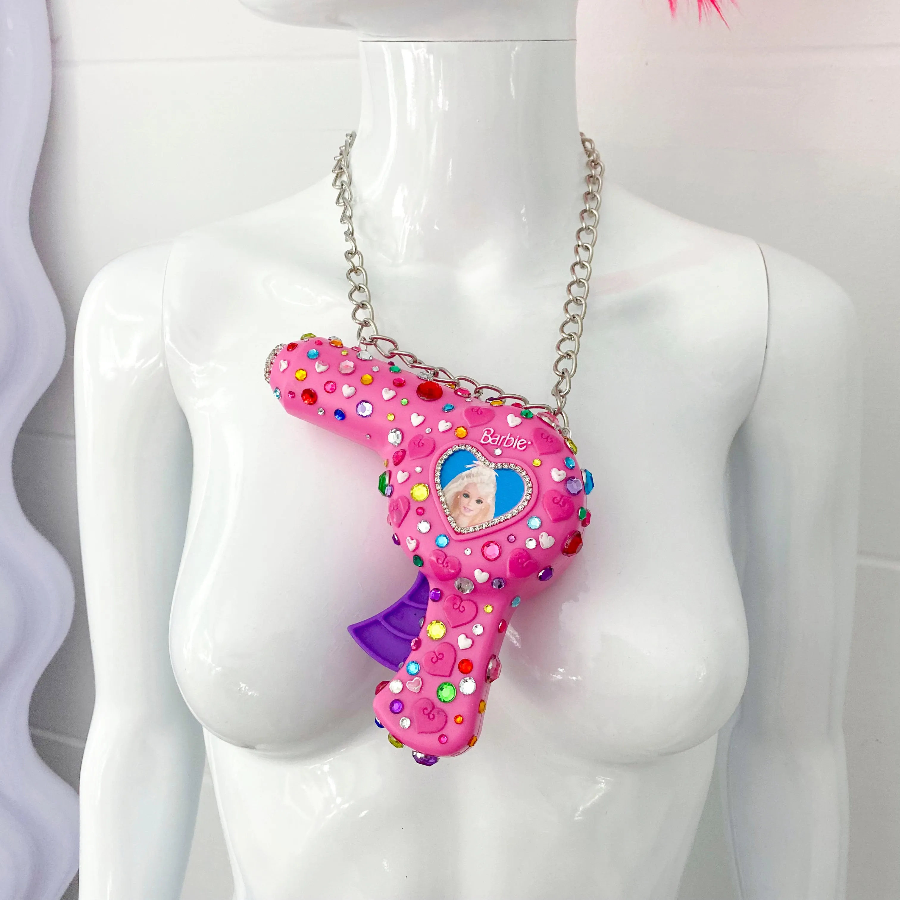 Pink Barbie Blowdryer Necklace