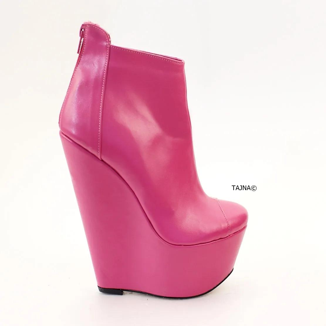 Pink High Heel Wedge Booties