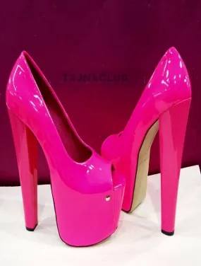 Pink Patent Leather Peep toe Platform High Heels