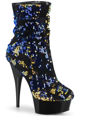 PLEASER Sequin Slouch Ankle Boots with Heels and Zip Closure