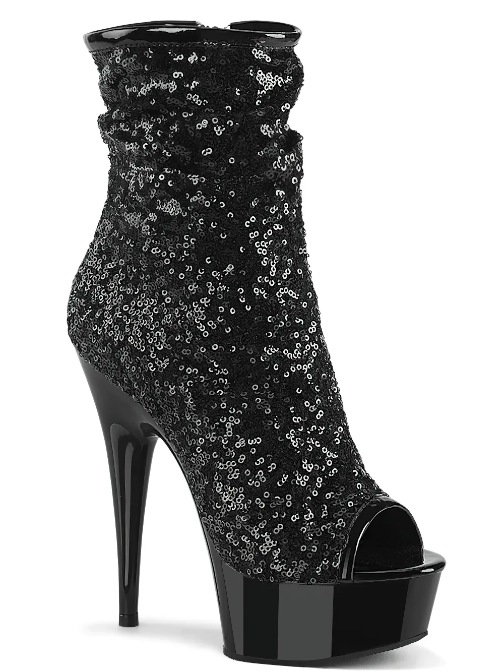 PLEASER Sequined Peep Toe Ankle Boots with Heels