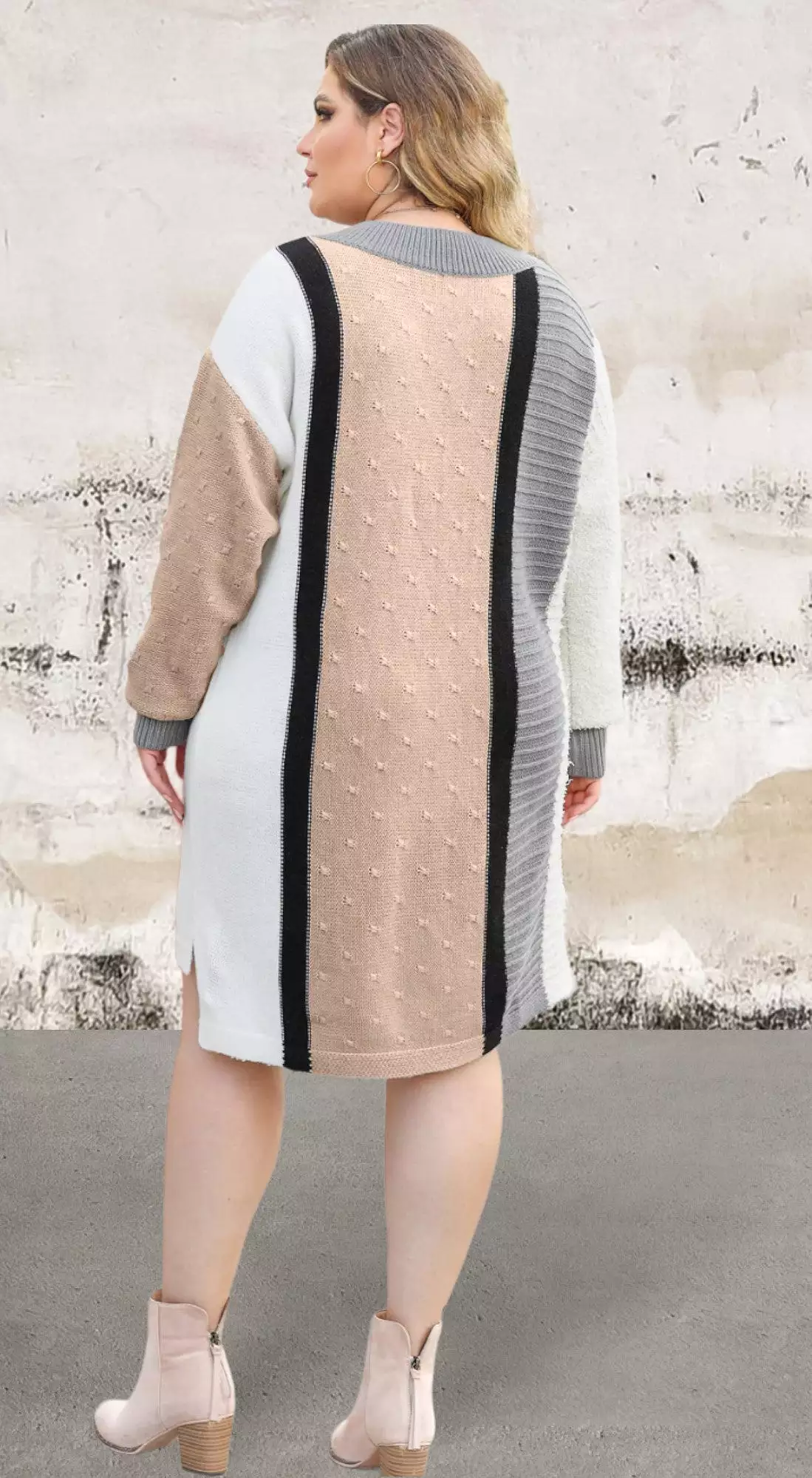 Plus Size Color Block Sweater Dress