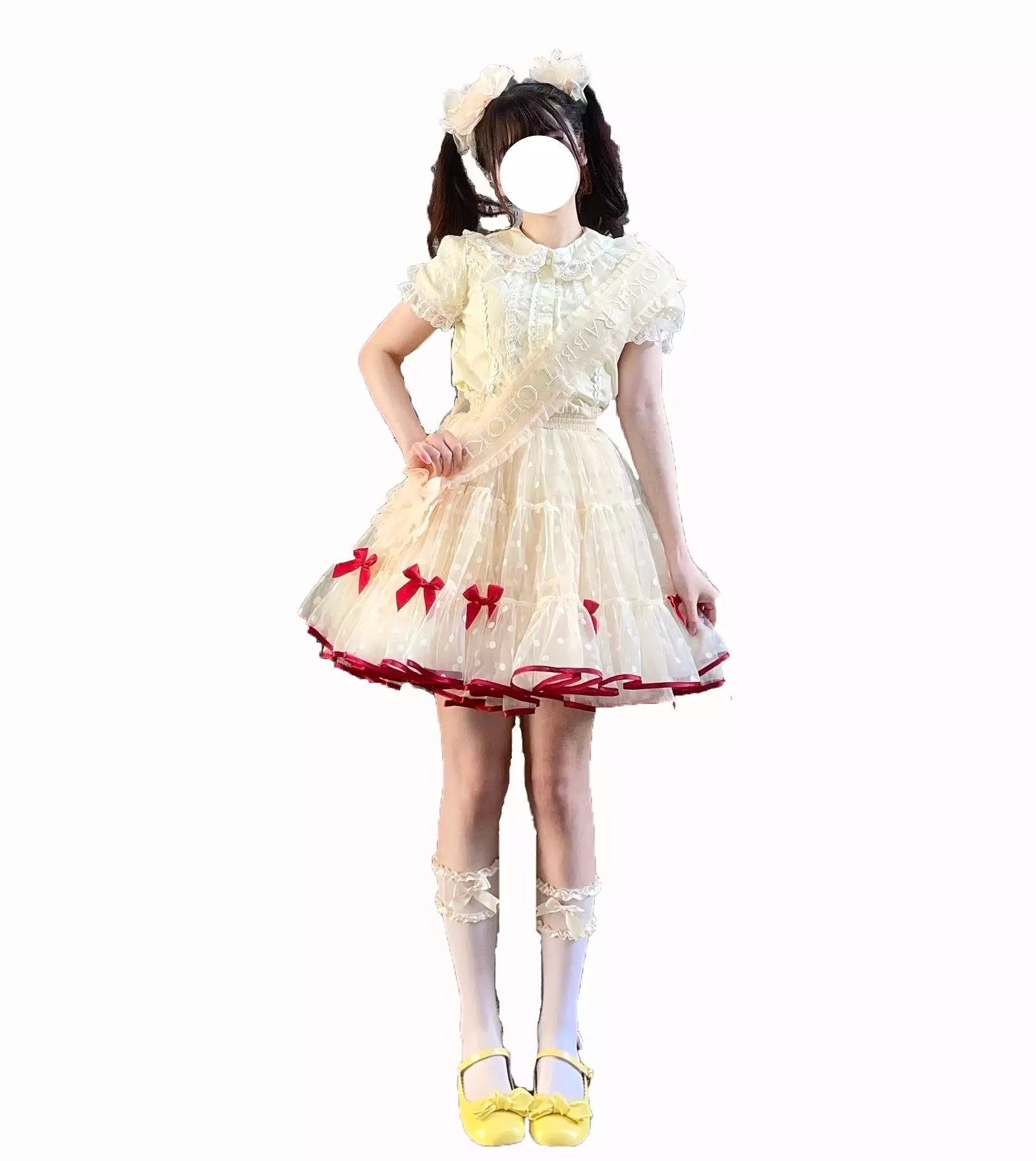 Rabbit bowknot underskirt panier drawer mesh tutu skirt