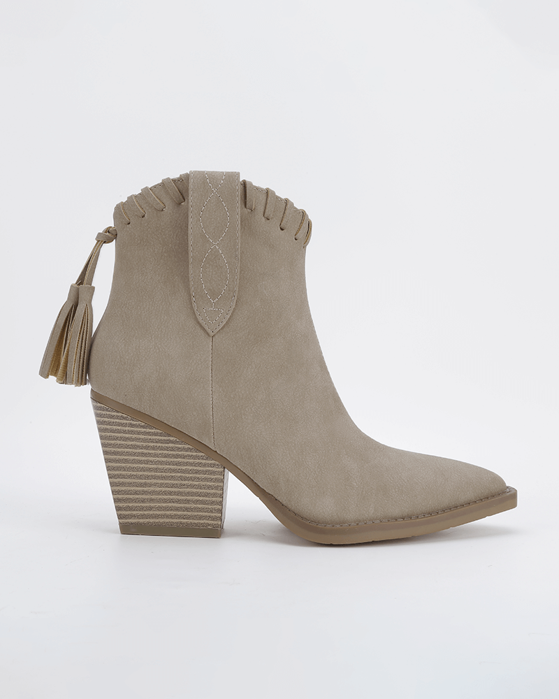 Retro Tassel Zipper Chunky Heel Ankle Boots