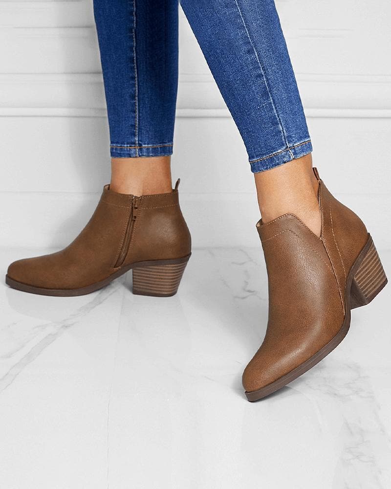 Retro Zipper Ankle Boots