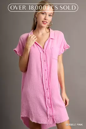 See So Clear Button Down Dress  Candy Pink