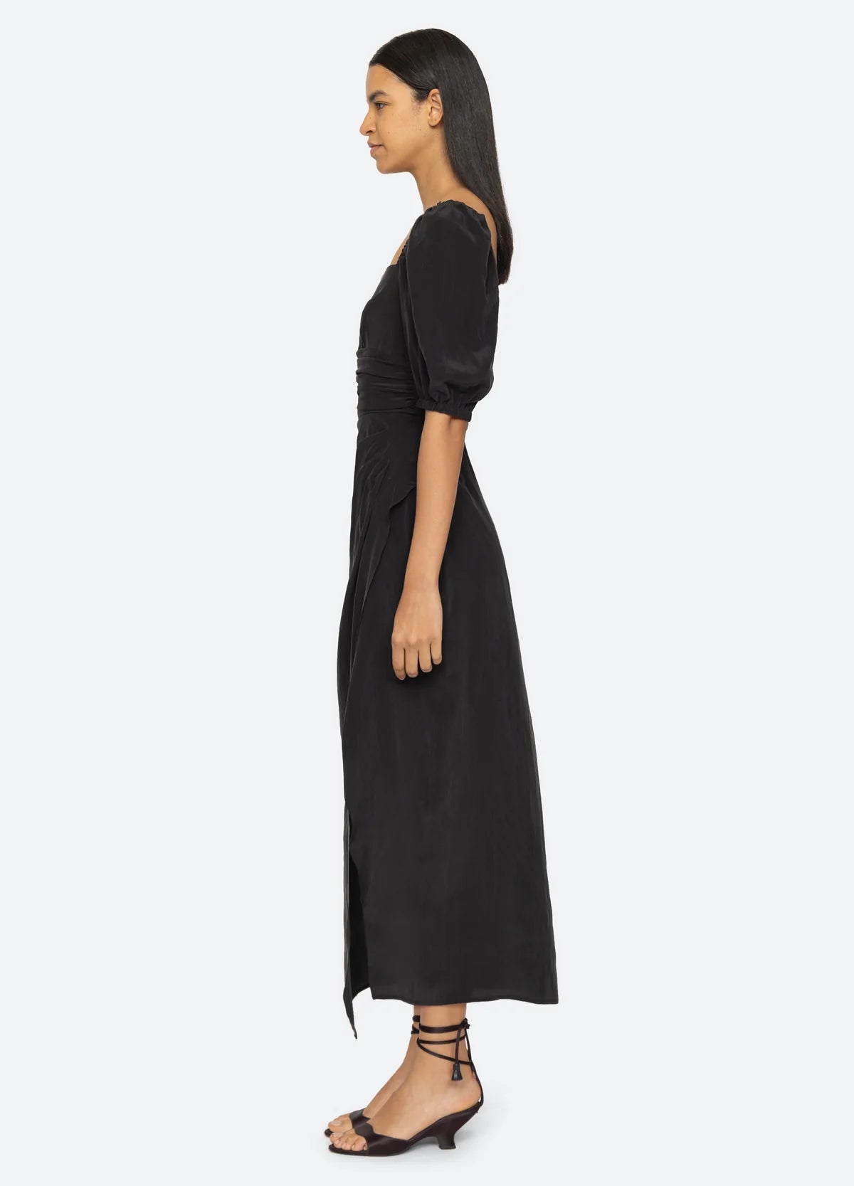 Siya Silk Puff Sleeve Dress