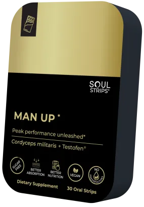 Soul Strips Man Up 30 Vegan Sugar Free Dark Chocolate Flavor 30 Strips