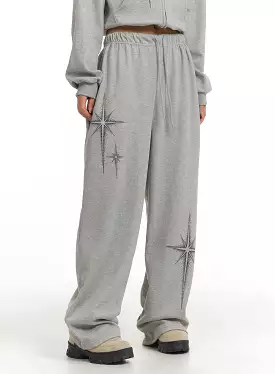 Star Print Straight Leg Sweatpants CJ429