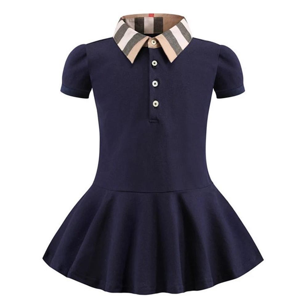 Striped Collar Dress For Girls