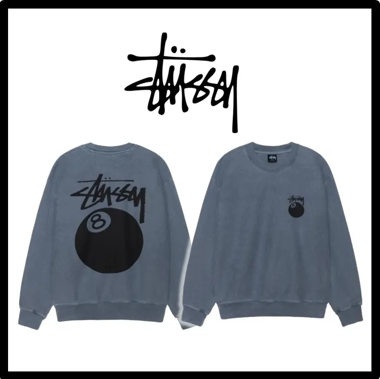 STUSSY  |Unisex Street Style Logo Skater Style Sweatshirts