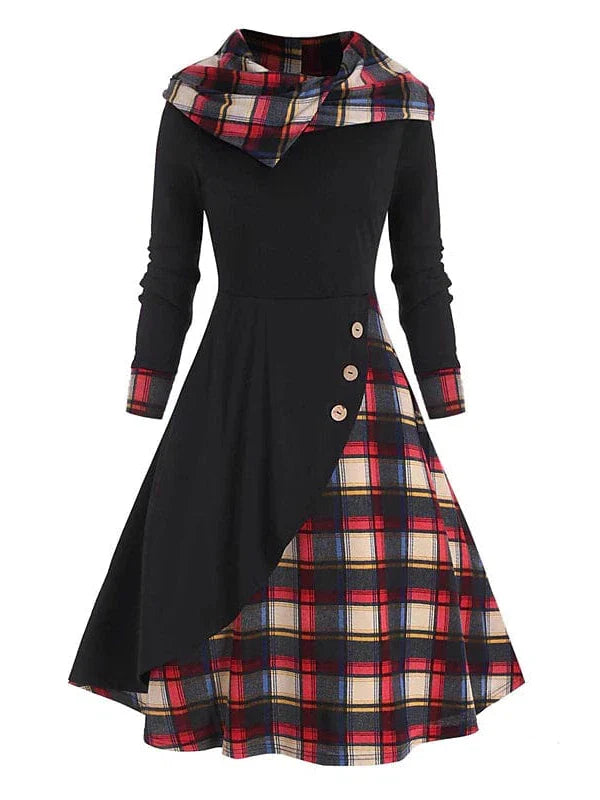 Tartan Hooded Midi Dress for Women