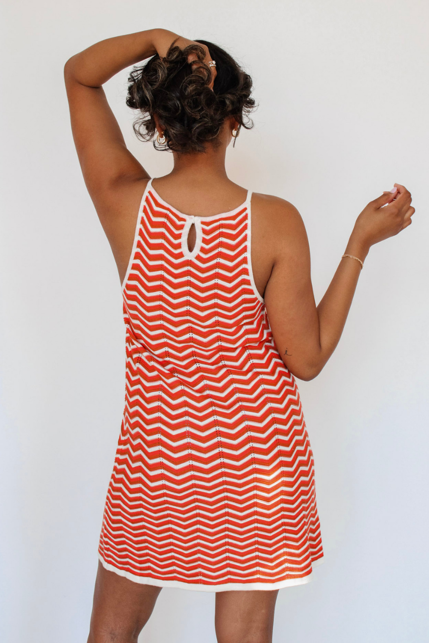 Tequila Sunrise Crochet Mini Dress