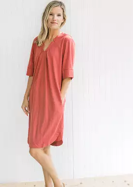 Terracotta Notch Neck Dress