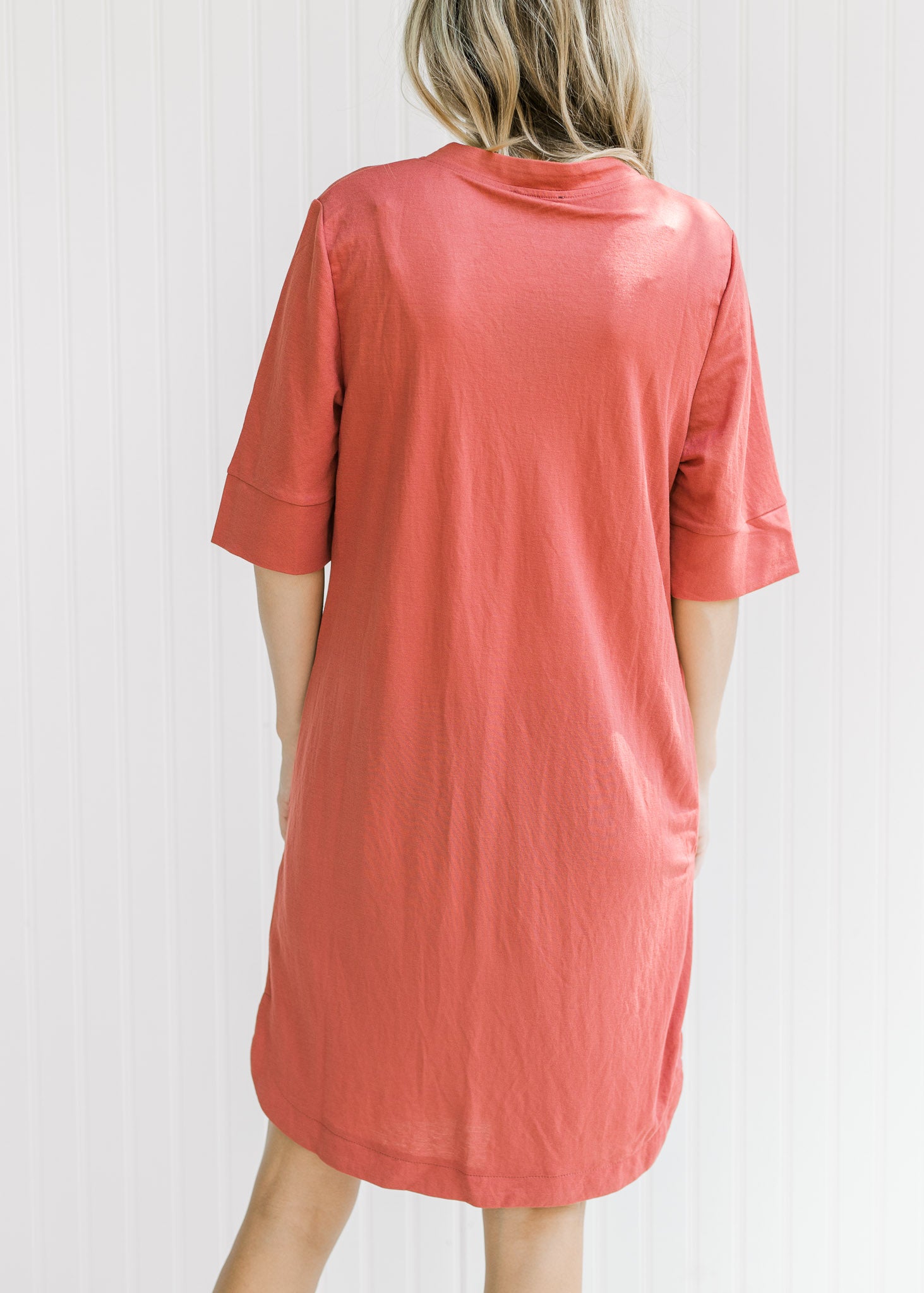 Terracotta Notch Neck Dress