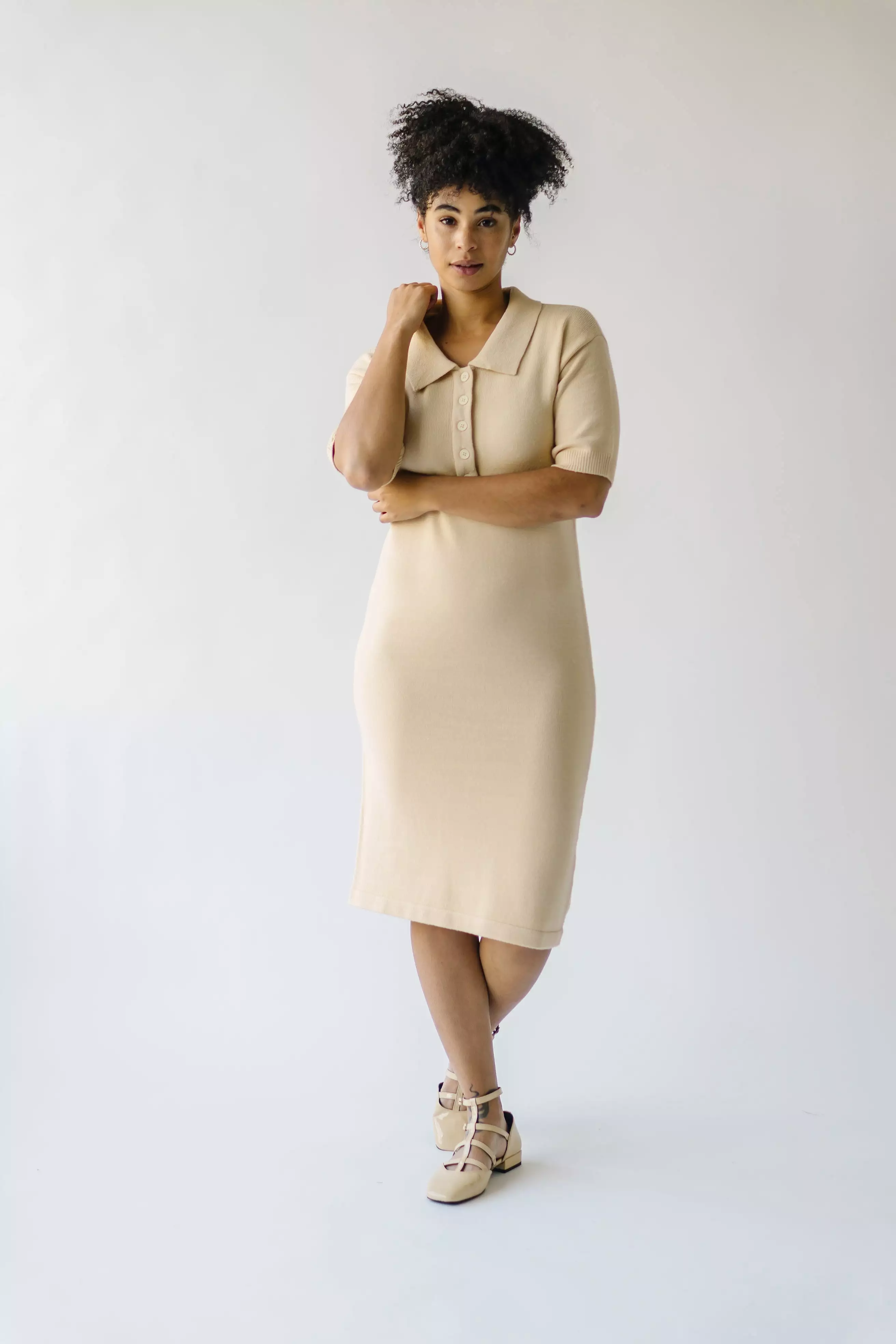 The Gowans Sweater Dress in Tan