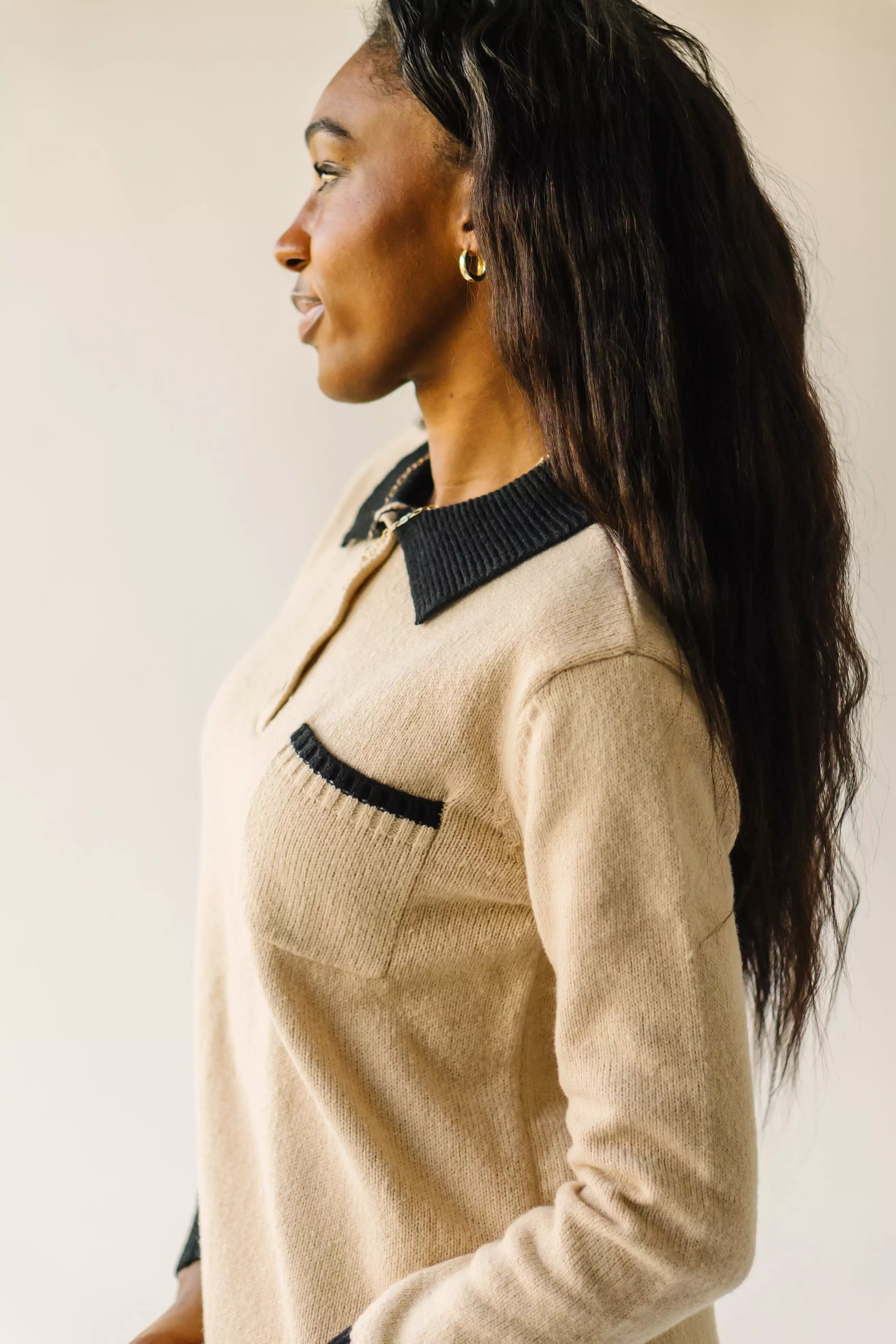 The Lismore Pocket Detail Sweater Dress in Tan