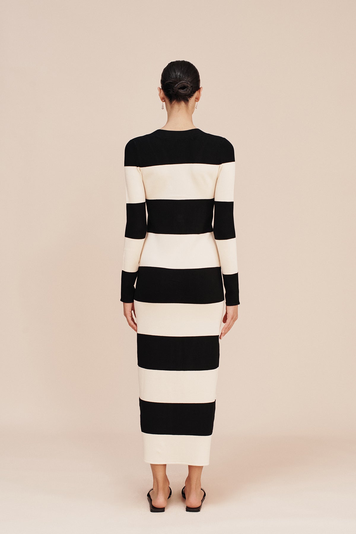 THEO LONG SLEEVE DRESS - BLACK STRIPE