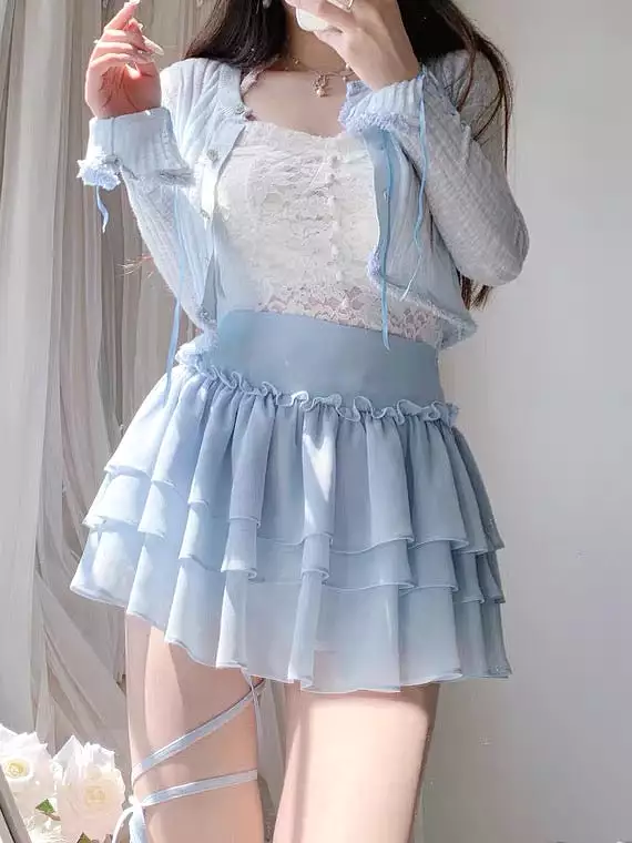 Tied rope blue tutu skirt