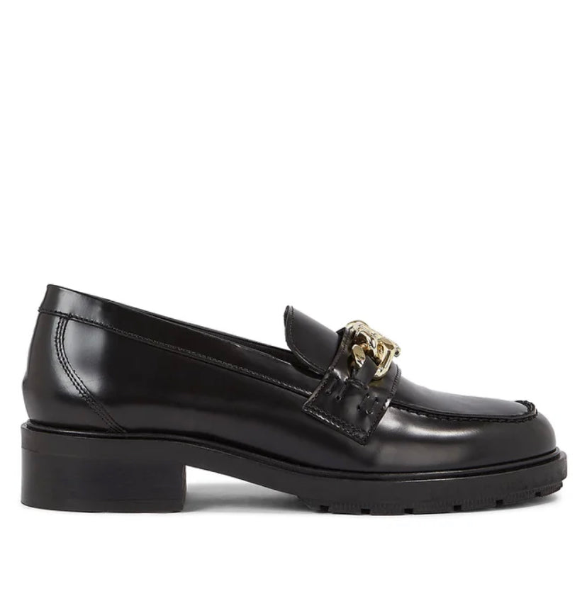 TOMMY HILFIGER Leather Chain Loafer Black