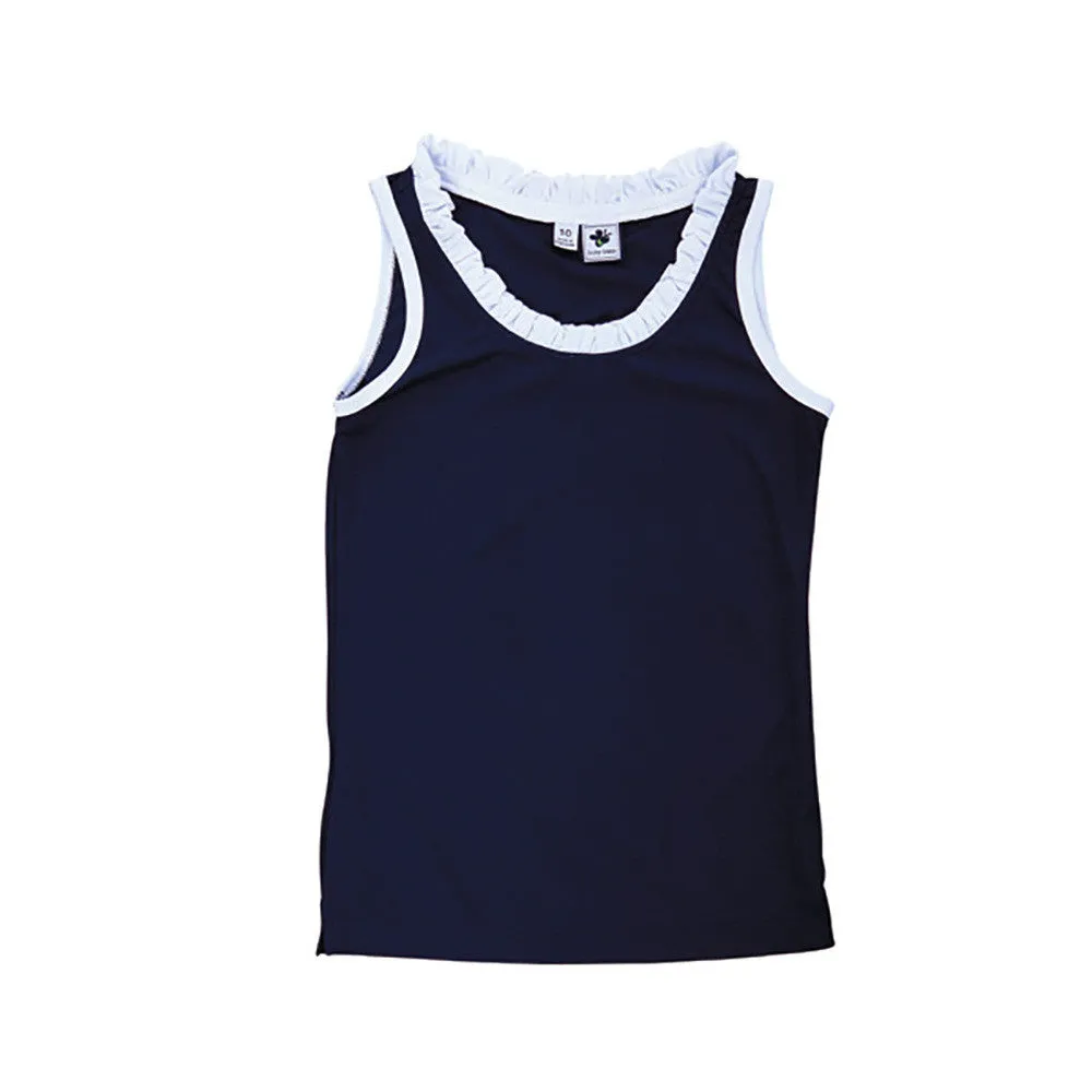 Trudy Ruffle Performance Tank Navy