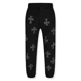 Unknown London Black Rhinestone Sweatpants