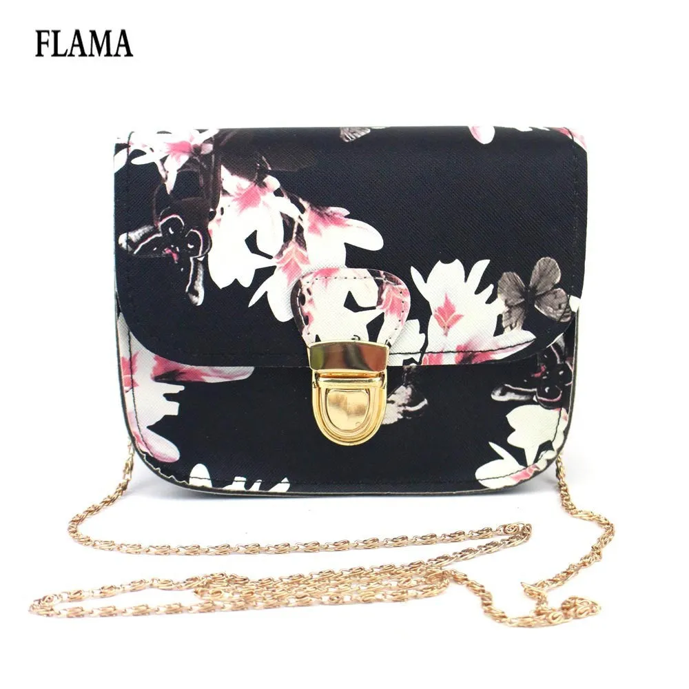 vintage Women Butterfly Flower Printing Chain leather luxury Hbags ladies party purse clutches Shoulder Bag Messenger Bags