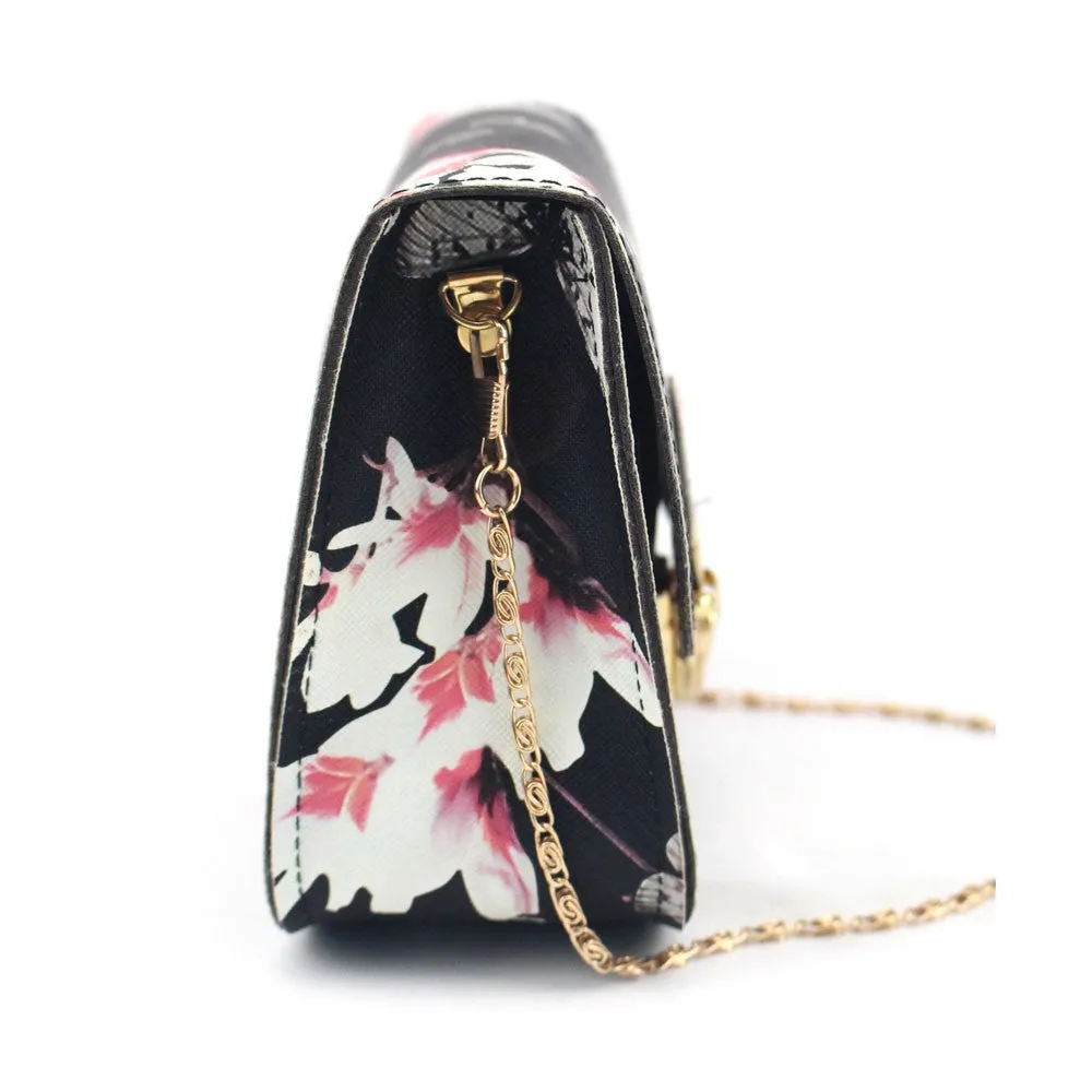 vintage Women Butterfly Flower Printing Chain leather luxury Hbags ladies party purse clutches Shoulder Bag Messenger Bags