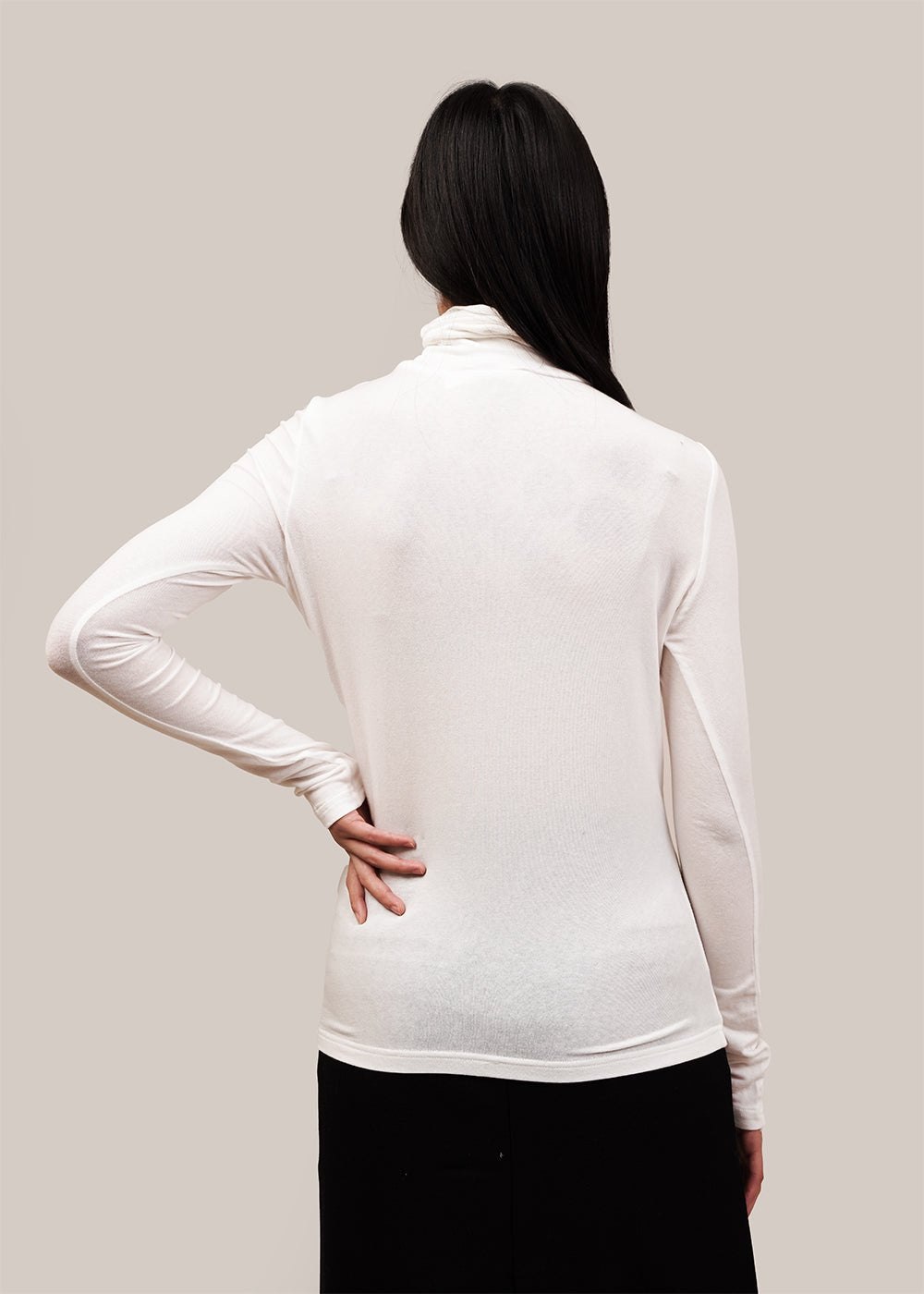 White Roll Neck Jersey Top