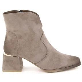 Women's suede ankle boots with heels, beige, Potocki 12422