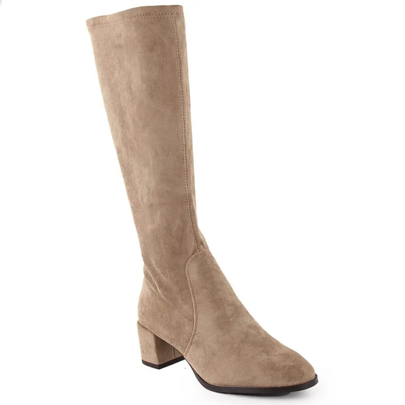 Women's suede boots with heels beige Sergio Leone KZ205