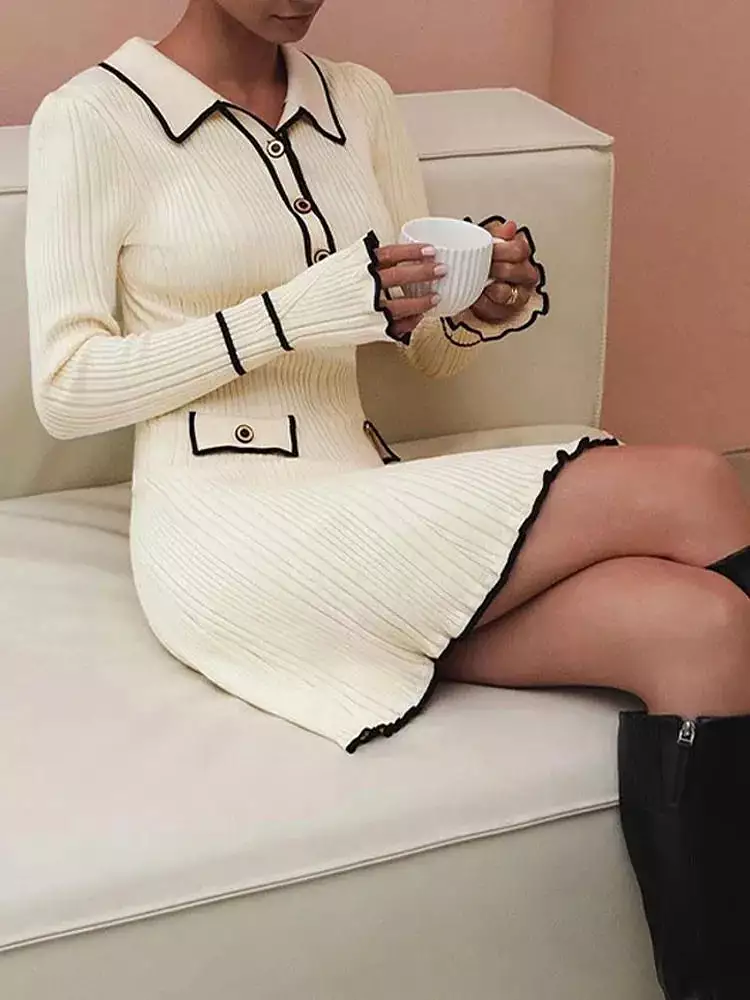 Womens Long Sleeve sweater Midi and Long Dresses Autumn and winter