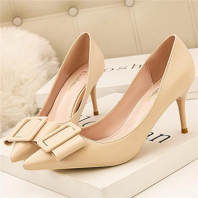 Women's Yellow Nude Black 7cm Escarpins High Heel Pumps for Party Wear