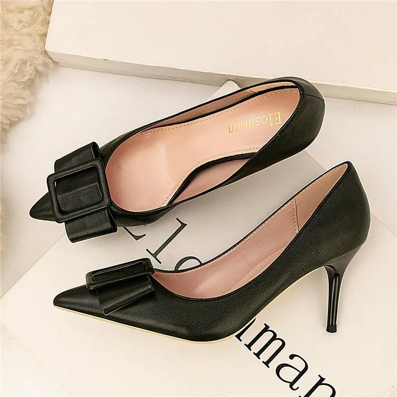 Women's Yellow Nude Black 7cm Escarpins High Heel Pumps for Party Wear