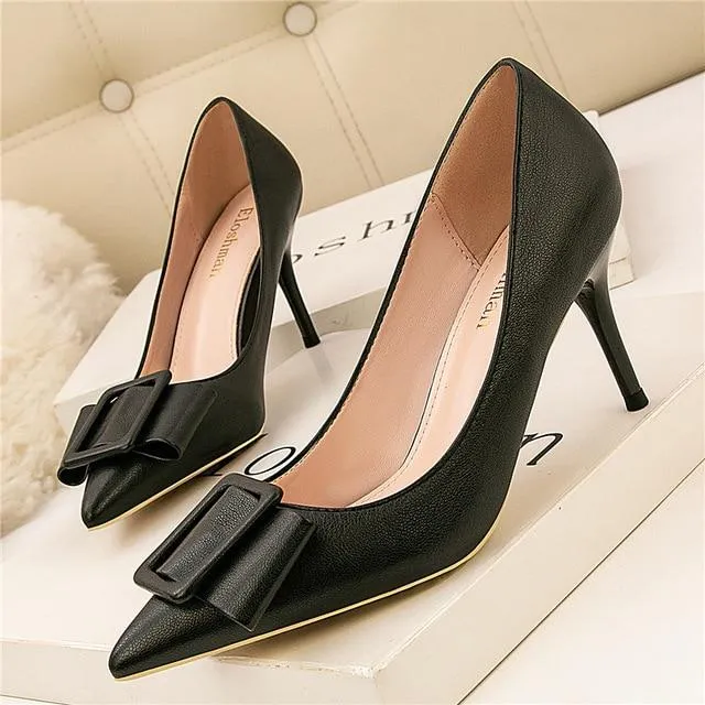 Women's Yellow Nude Black 7cm Escarpins High Heel Pumps for Party Wear